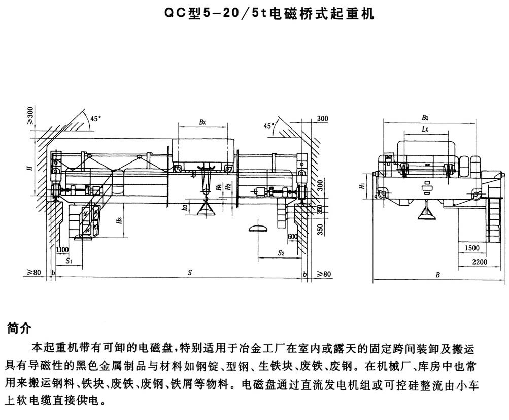 QC type electromagnetic bridge crane